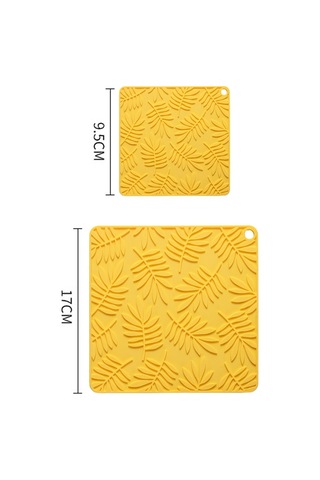 Sones 9.5cm Ev Tipi Kare Silikon Isı Yalıtım Matı Mutfak Yüksek Sıcaklığa Dayanıklı Pişirme Matı Sarı