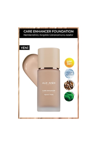 Alix Avien Kırışıklık Karşıtı Nemlendirici SPF30 Parlak Bitişli Fondöten Care Enhancer 808 Warm Amber