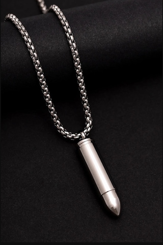 Osmanlı Gümüş Mermi Model Erkek Çelik Kolye