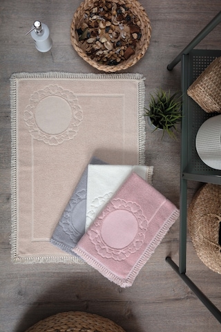 Püskül Dantelli Ayak Havlusu 50x70 Cm -2 Adet Bej Bej