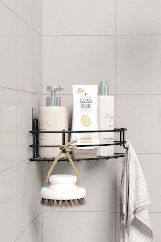 Zabata Yapışkanlı Banyo Köşeliği Köşe Rafı Duş Şampuanlık Duvar Düzenleyici Organizer Raf 1 Adet Siyah