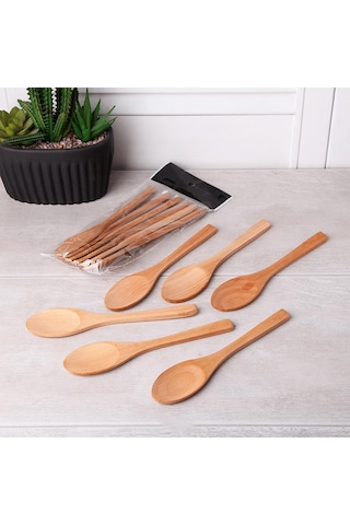 Hometarz 6'lı Bambu Kaşık Salça Kaşığı Bambu Kaşık Set 17 CM