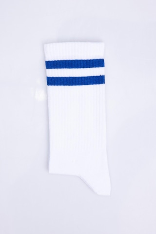 Tudors Unisex Çizgili Kolej Beyaz Tenis Çorabı-28754 - Erkek Beyaz