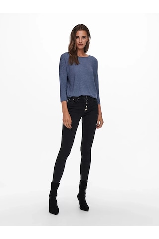 Only 15157920 Genis Yaka Dirsek Kol Kadın Body - Lacivert Lacivert
