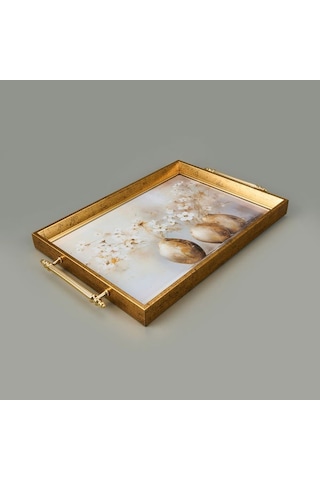 Evidea Kitchen Vazoda Çiçek Desenli Akrilik Tepsi - Renkli - 49 Cm Renkli