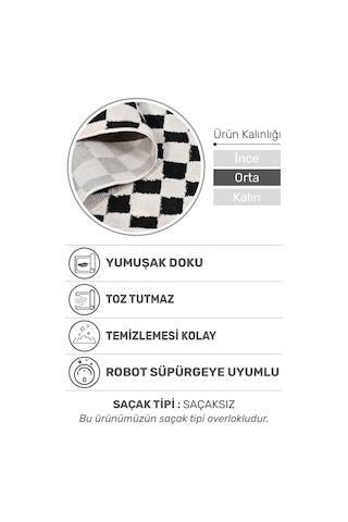 Joliva Halı Koleksiyonu Yumuşak Post Halı, Kalın Hav, Tozumaz Ve Kolay Temizlik Siyah - Beyaz