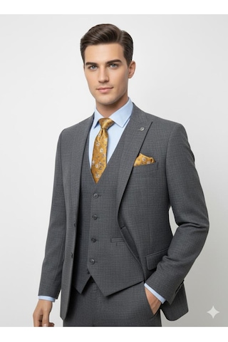 Presto Erkek Slimfit 6 Drop Yelekli Takım Elbise Siyah 786-011 Siyah