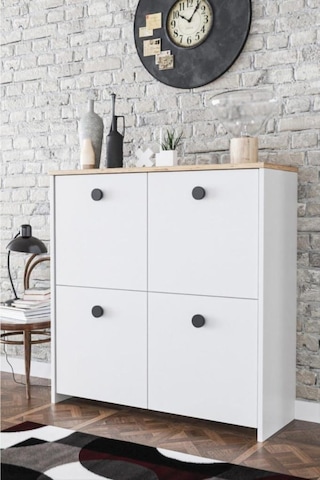 4 Kapaklı 4 Raflı Dekoratif Kiler, Mutfak, Banyo Dolabı