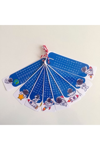 Uzay Desenli Çarpım Tablosu Çalışma Kartları 4x13 Cm