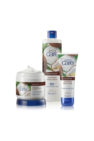 Avon Care Hindistan Cevizi Yağı Vücut Losyonu 400 ML + Çok Amaçlı Krem 400 ML + El Kremi 75 ML