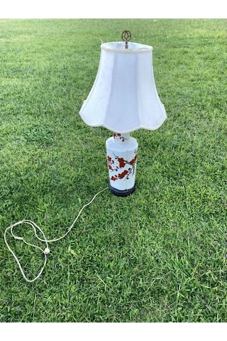 Çiçek Desenli Porselen Abajur 80 CM