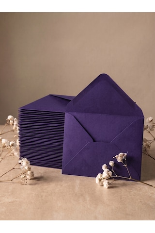 25 Adet 13x18 Cm Premium Kalite Davetiye Zarfı Mor