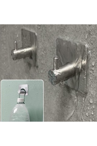 Fosenze 8 Adet 304 Paslanmaz Çelik Duvar Kanca Seti - Dayanıklı, Güçlü Yapışkanlı, Modern Tasarım, Çeşitli Kullanim Alanı Gümüş