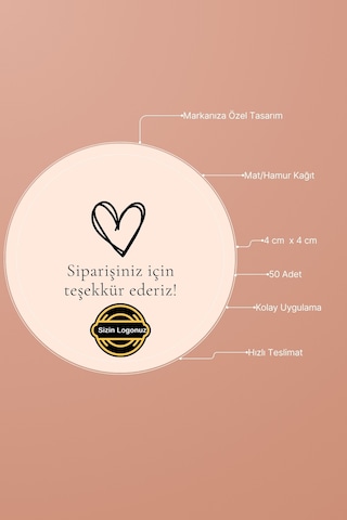 Kişiye Özel Butik Logo Etiketi 50 Adet Sipariş Teşekkür Etiketi Sticker 4x4 Cm Diğer