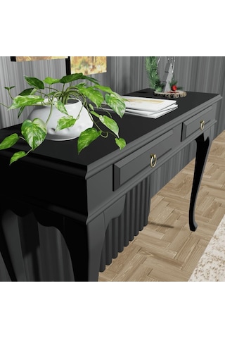 Roys Ahşap 120 Cm Siyah Çekmeceli Petek Üstü Yüksek  Dresuar Siyah