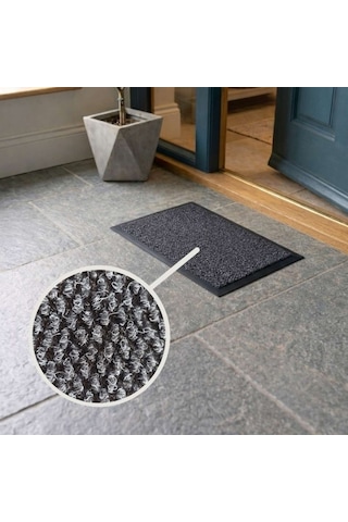 Aquila Kaymaz Kapı Önü Paspası 60x40 Cm Pvc Tabanlı, Kir Ve Nem Tutucu, Antrasit
