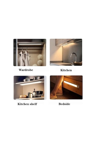 Hareket Sensörlü Tüp Ledli Şarjlı Sarı Led Dolap İçi 20 Cm Sarı