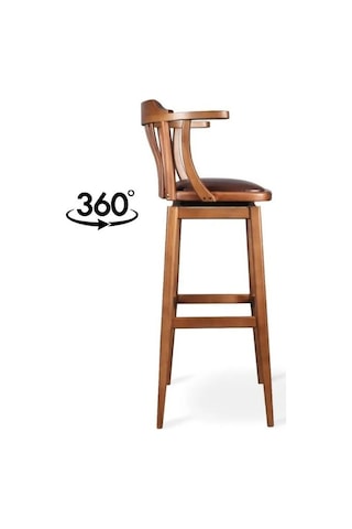 Arven Döner Ahşap Bar Sandalyesi Ceviz