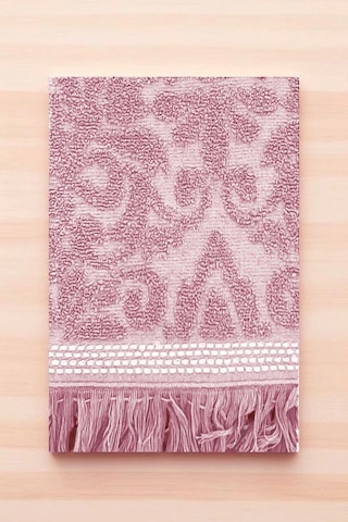 2 Parça Jakarlı Banyo Havlu Takımı %100 Pamuklu 90x150 Cm Arden Pembe Çok Renkli