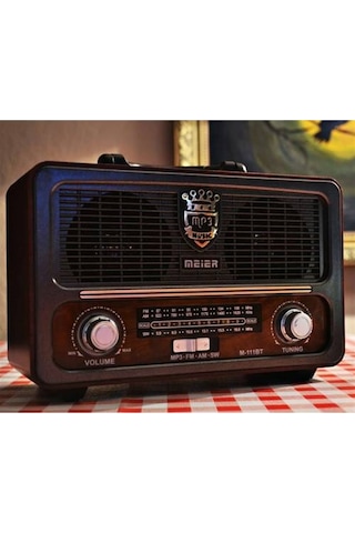 Şarjlı Nostaljik Radyo Meier M-111Bt Bluetoothlu-Kumandalı Usb-Sd