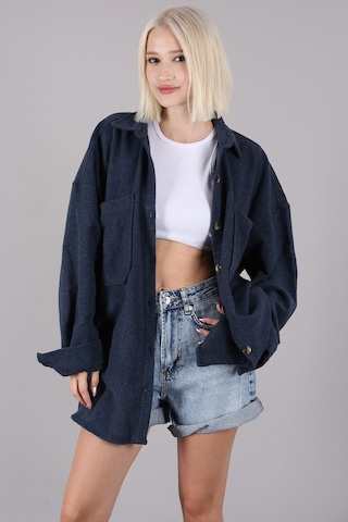 Madmext Lacivert Oversize Gömlek Ceket Mg1562 Lacivert