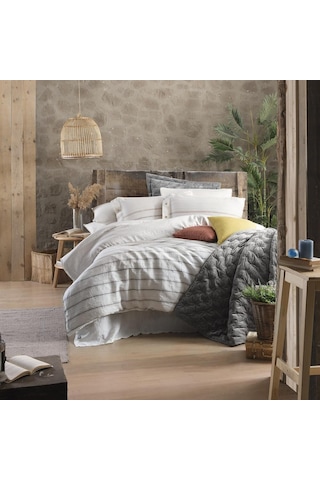 Sarev Ares Keten Nevresim Takımı Çift Kişilik , .beyaz Beyaz