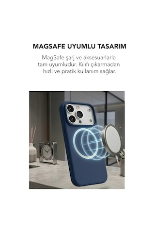 Apple İphone 17 Pro Max Uyumlu Magsafe Lansman Silikon Kılıf Lacivert