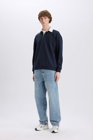 DeFacto Boxy Fit Polo Yaka Basic Düz Sweatshirt E6523AX24WNNV82 Lacivert