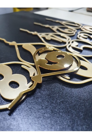 Sayılar Aynalı Gold Pleksi Pasta Süsü Lazer Kesim Her Biri 12x7 Cm