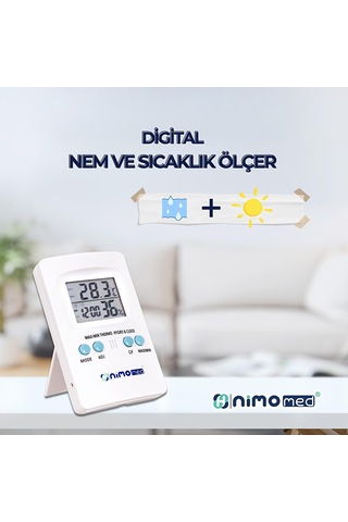 Dijital Saatli Nem Ve Sıcaklık Ölçer 5 Adet