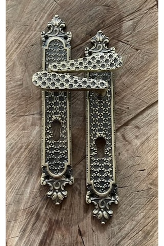 ANTİK SARI KAPI KOLU PİRİNÇ YALE AHŞAP KAPI KOLU PİRİNÇ EL YAPIMI