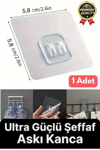 1 Adet Ultra Güçlü Şeffaf Suya Dayanıklı İz Bırakmaz Mutfak Banyo Raf Tablo Ayna Tutucu Askı Kanca Çok Renkli