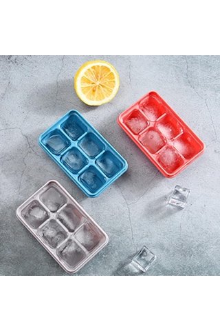Mufunye Gri Silikon Buzluk Kutu, 6 Bölmeli Kapaklı, Gıda Kalitesi, Kolay Çıkarma, Ev/bar Mutfak Kullanıma Uygun - 1 Adet Çok Renkli