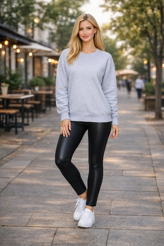 Buyolog Kadın Oversize Premium 3 İplik Şardonlu Sweatshirt Gümüş