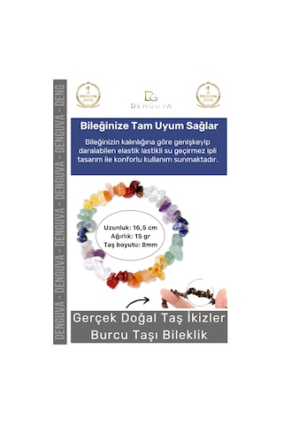 Bileklik Doğal Taş Ayarlanabilir Esnek Su Geçirmez Hediye İkizler Burçları Burç Unisex Bileklik Çok Renkli