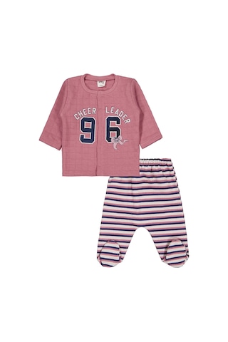 Civil Baby 96 Nakışlı 1-9 Ay Pijama Takımı - Pembe Gülkurusu