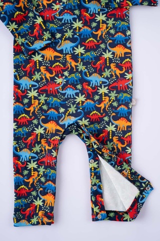 Boumini Bebek Uzun Kollu Çıtçıtlı Tulum Dinazor Desenli-renkli Çok Renkli