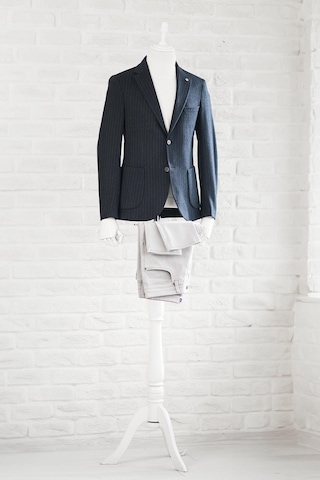 Slimfit Torba Cep Çizgili Mono Yaka Astarsız Çift Yırtmaç Likralı Kışlık Erkek Tek Ceket Lacivert