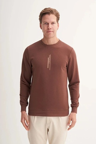 Cazador Slim Fit Mevsimlik 3 İplik Pamuk Karışımlı Sweatshirt-54185 Kahverengi