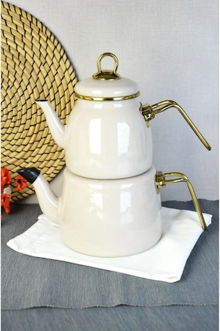 Elite Class Emaye Çaydanlık Bej