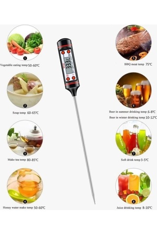 Tp Daldırma Saplama Tipi Dijital Gıda Sıcaklık Ölçer Termometre - Termometreler - 2 Yıl