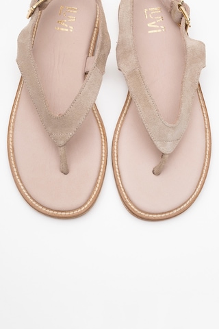 Luvishoes Luvi Shoes Belinda Bej Süet Hakiki Deri Kadın Parmak Arası Sandalet Süet Bej