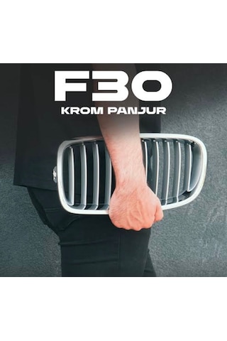 Bmw F30 Panjur Krom Titan Böbrek Izgara Seti 3 Serisi Ön Grill 2012-2017 Uyumlu Gri