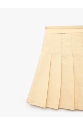 Koton Pamuklu Gabardin Kumaş Basic Pileli Etek Taş 7wkg70012aw
