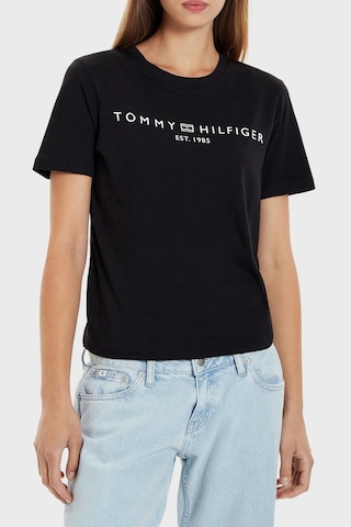 Tommy Hilfiger Logolu Pamuklu Regular Fit Bisiklet Yaka T Shirt Kadın T Shirt Ww0ww40276 Bds Siyah