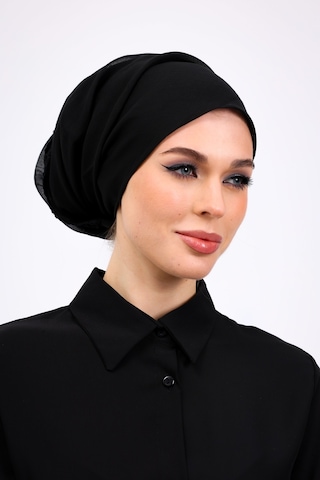 İç Başörtüsü %100 Pamuklu Siyah Tülbent - Kenarları Oyalı 90x90 Cm Kadın Tesettür Yazma Başörtü Siyah