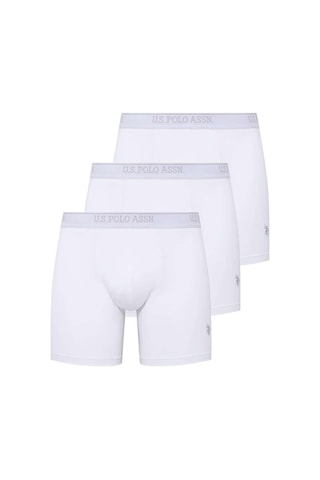 U.S. Polo Assn. U.s Polo Assn. 80454 Erkek 3'lü Uzun Paçalı Boxer-beyaz Beyaz