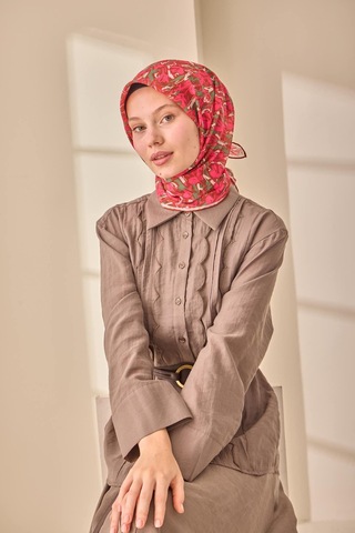 Silk Home Soft Eşarp 73091-29 Fuşya, Kızıl Kahve, Yeşil, Beyaz