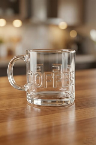 Grandora Coffee Yazılı Cam Kahve Bardağı 3 Lü Set 300 Ml Şeffaf Cam Kupa Espresso, Filtre Kahve, Çay Bardak Şeffaf