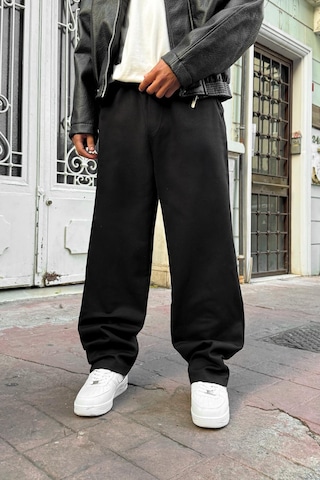 Flaw Bel Lastikli Baggy Gabardin Pantolon Siyah Siyah